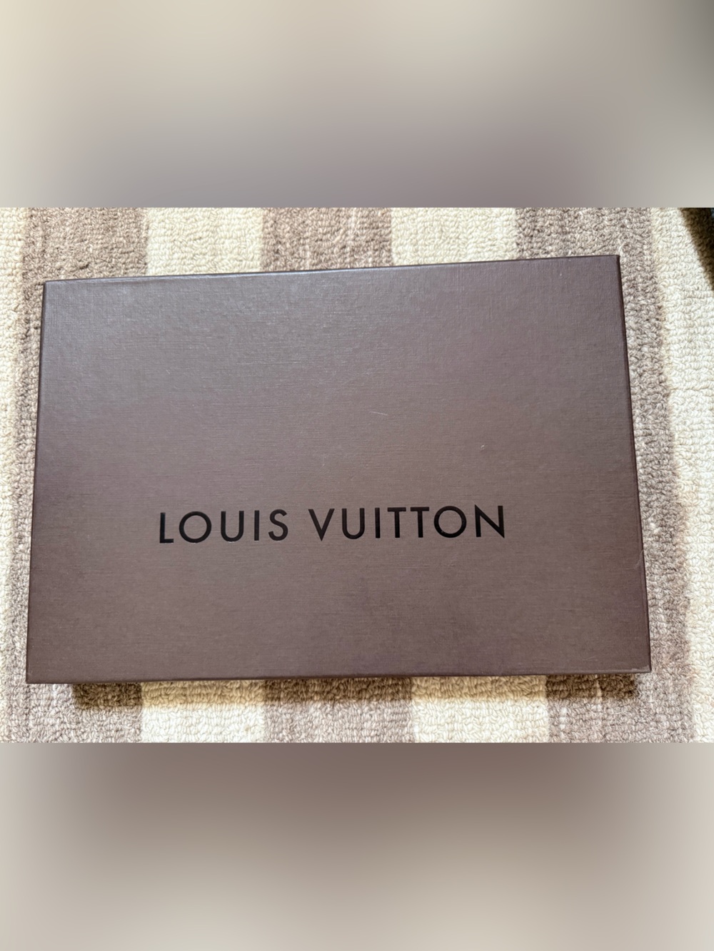 Dark Brown Louis Vuitton Box, 14.5” x 10”. 1 3/4” tall.